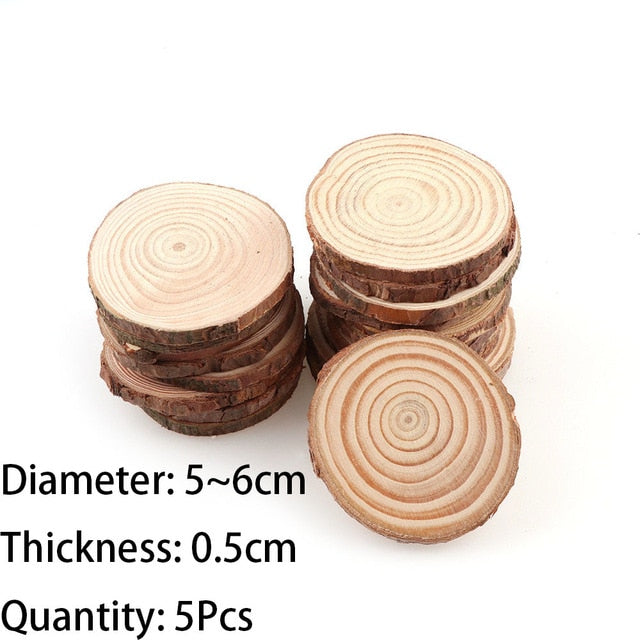 0.5-1cm Thick & 3-12cm Diameter Natural Pine Wood Slices DIY Crafts